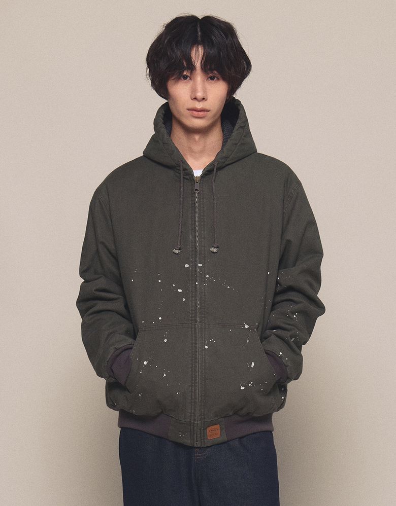 [Mmlg] WASHED WORKERS HOODIE JACKET (KHAKI)