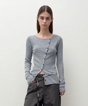 DIAGONAL BUTTON KNIT (grey)