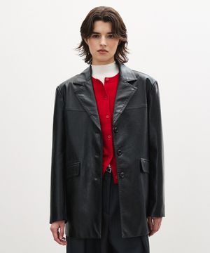 (우먼)웨스턴 레더 자켓 블랙