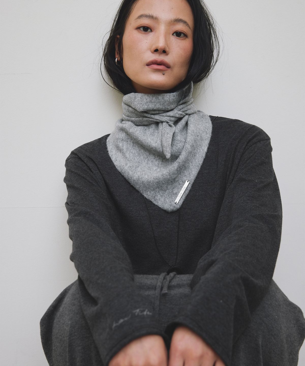 로우타이드(LOW TIDE) WOOL KNIT SCARF [GREY]