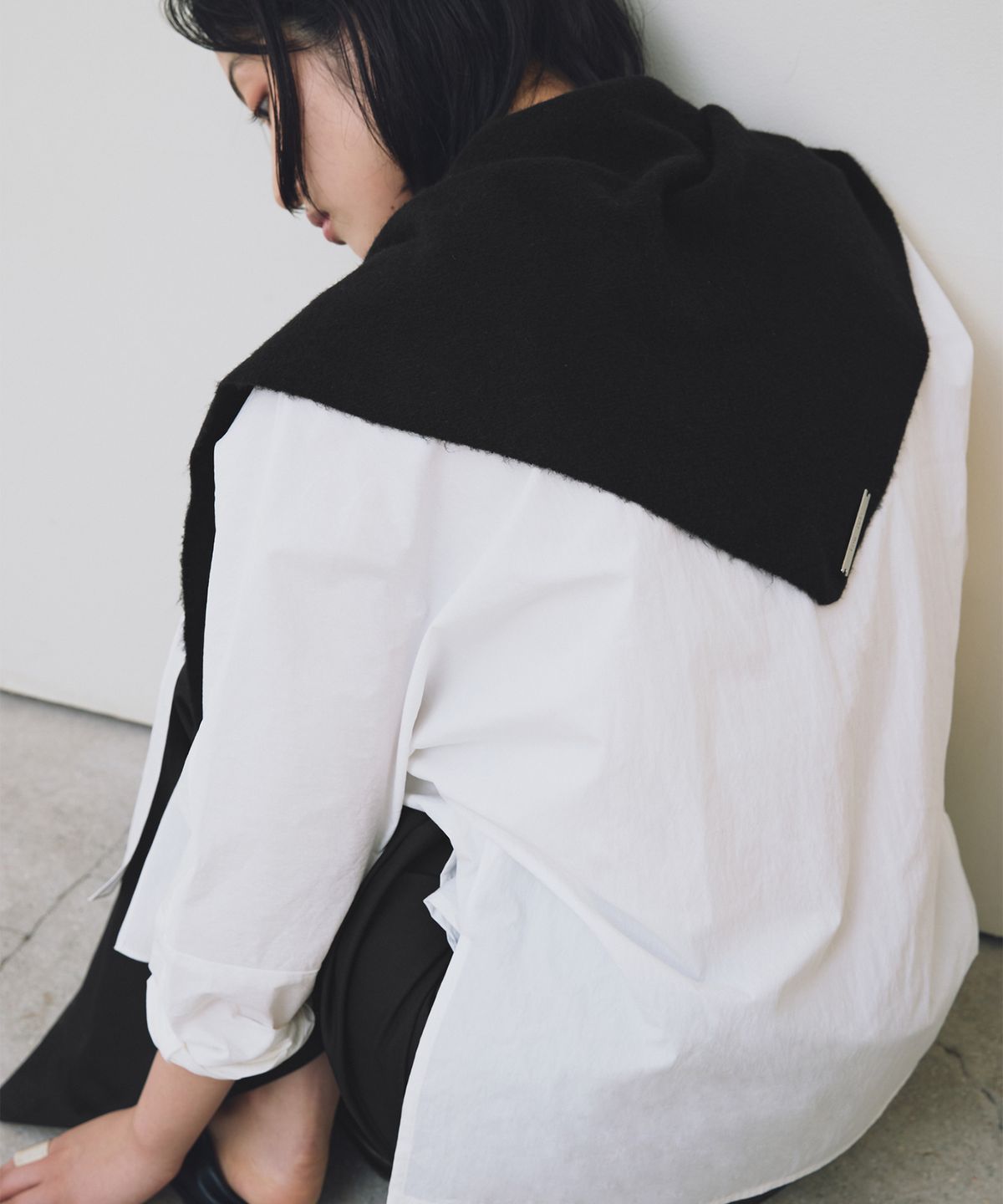 로우타이드(LOW TIDE) WOOL KNIT SCARF [BLACK]