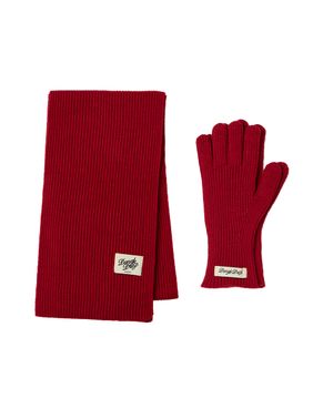 DGDP 베이직 니트 머플러 장갑 세트_레드