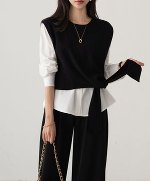 매듭 니트베스트 + 셔츠 세트 49833