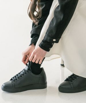 디퍼 플레인 레더 스니커즈 7CM [블랙]