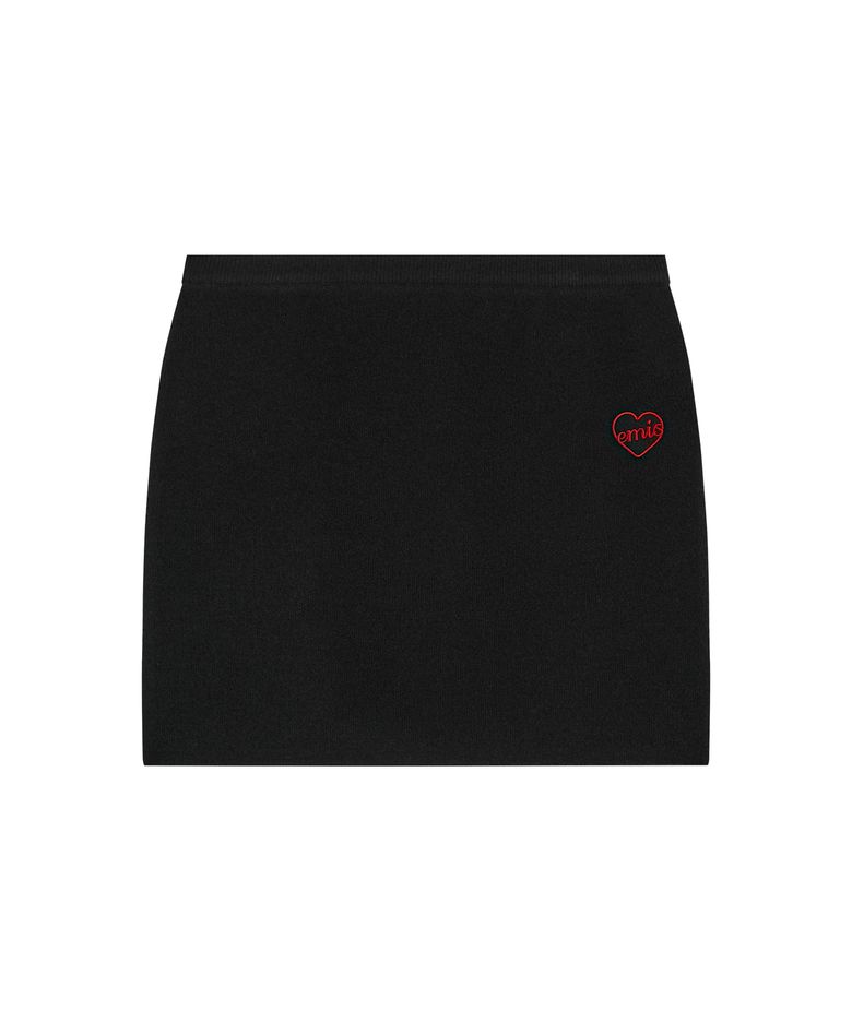 (W) HEART KNIT SKIRT-BLACK