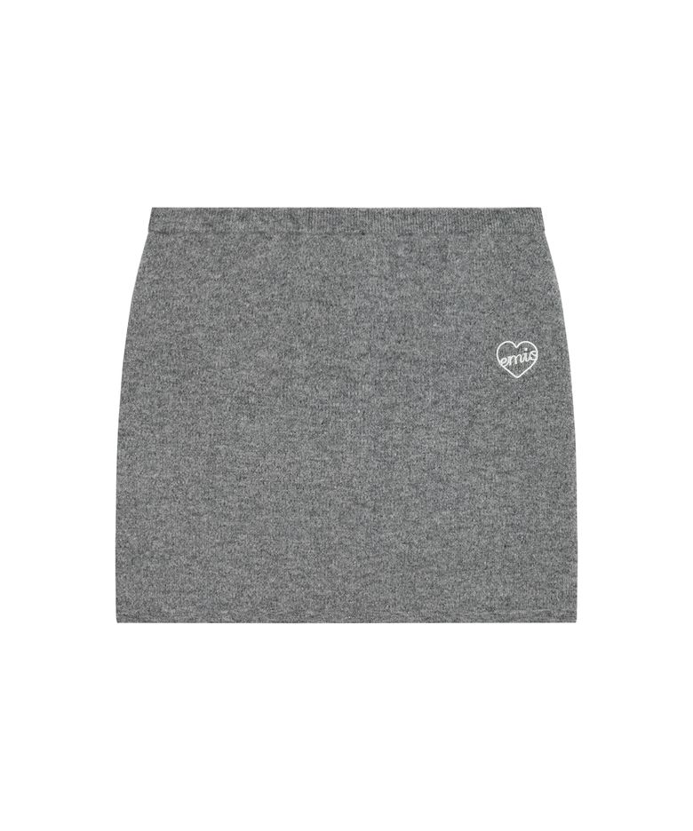 (W) HEART KNIT SKIRT-MELANGE GRAY