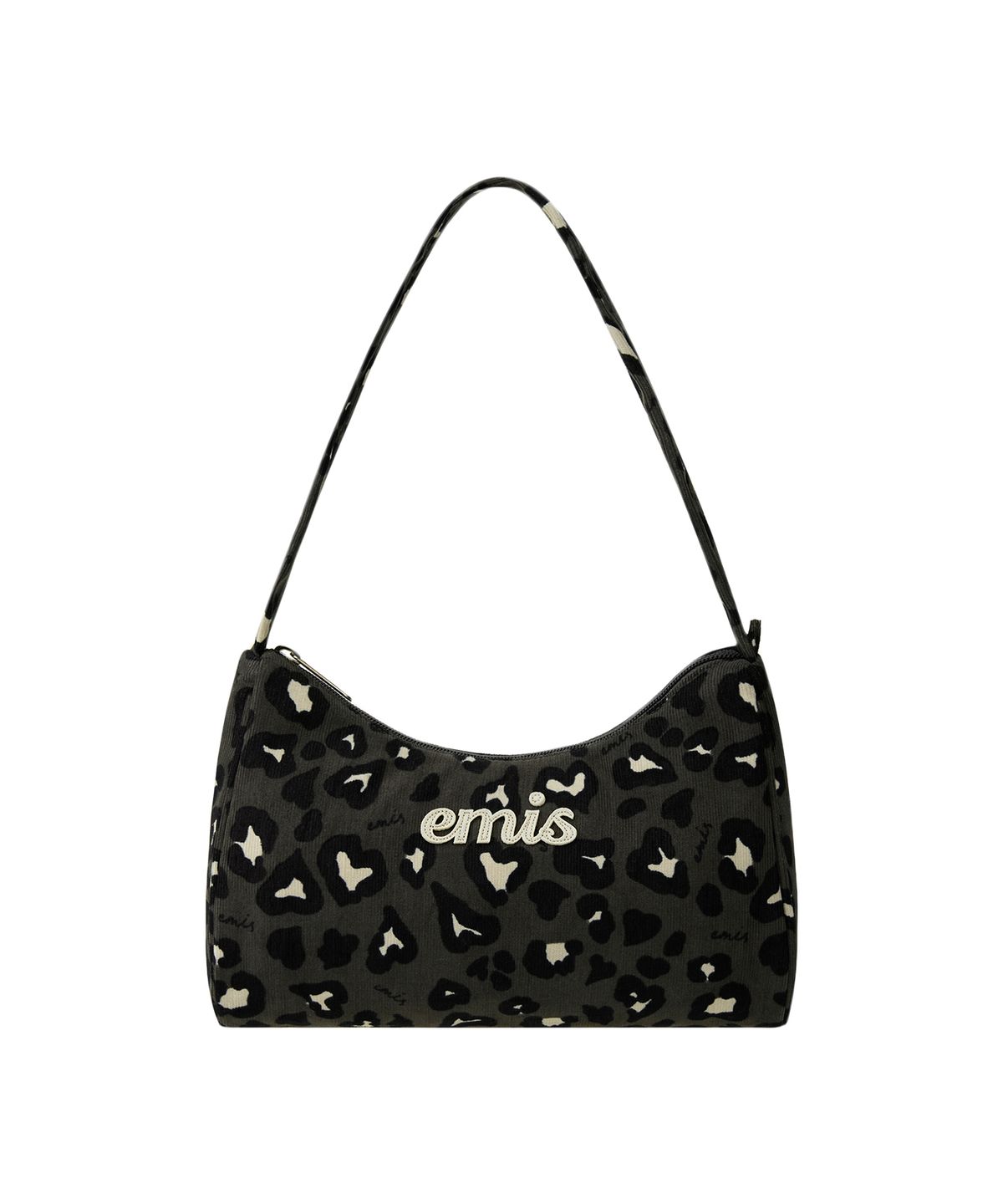이미스(EMIS) CORDUROY APPLIQUE HOBO BAG-DARK GRAY