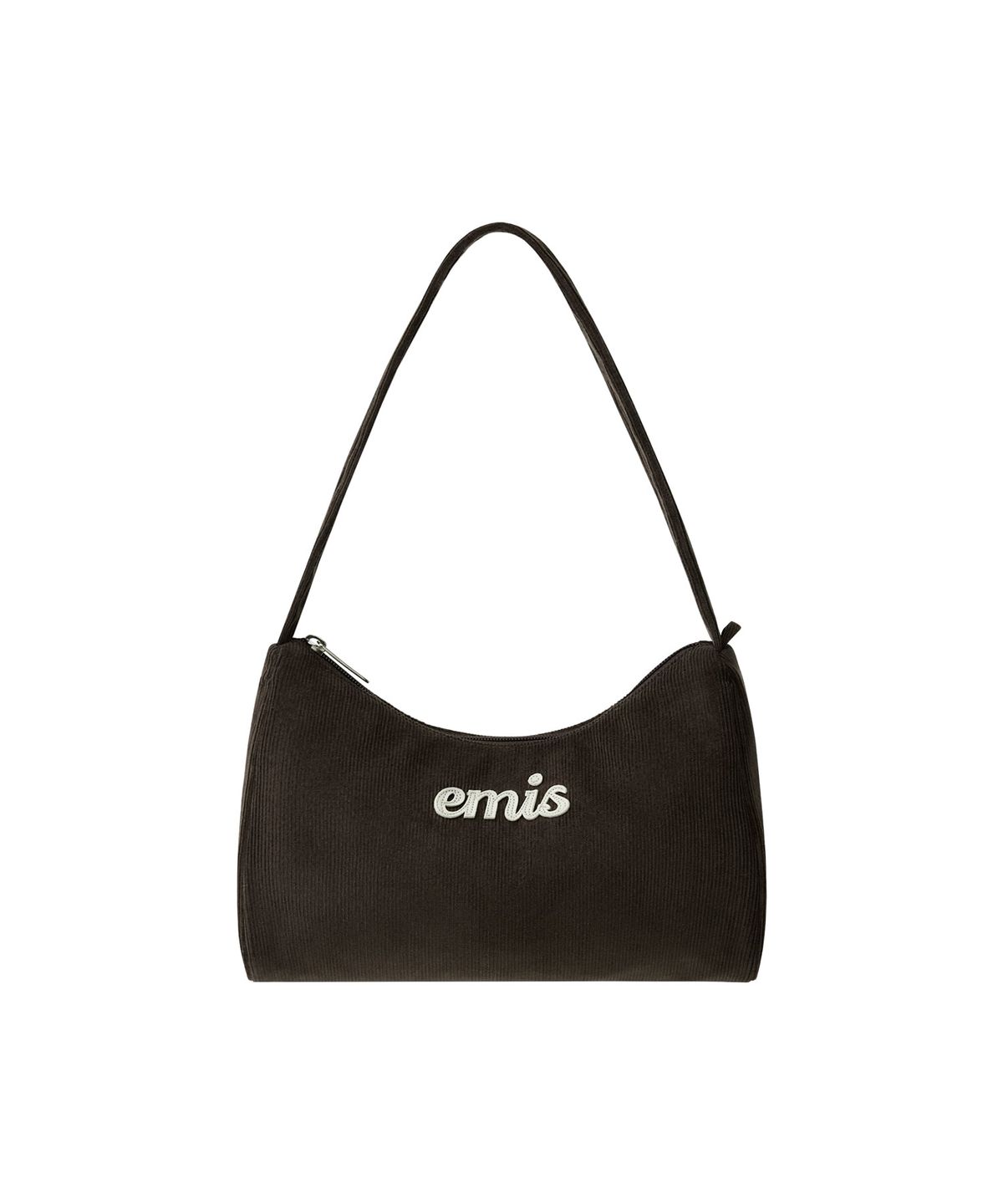 이미스(EMIS) CORDUROY APPLIQUE HOBO BAG-BROWN