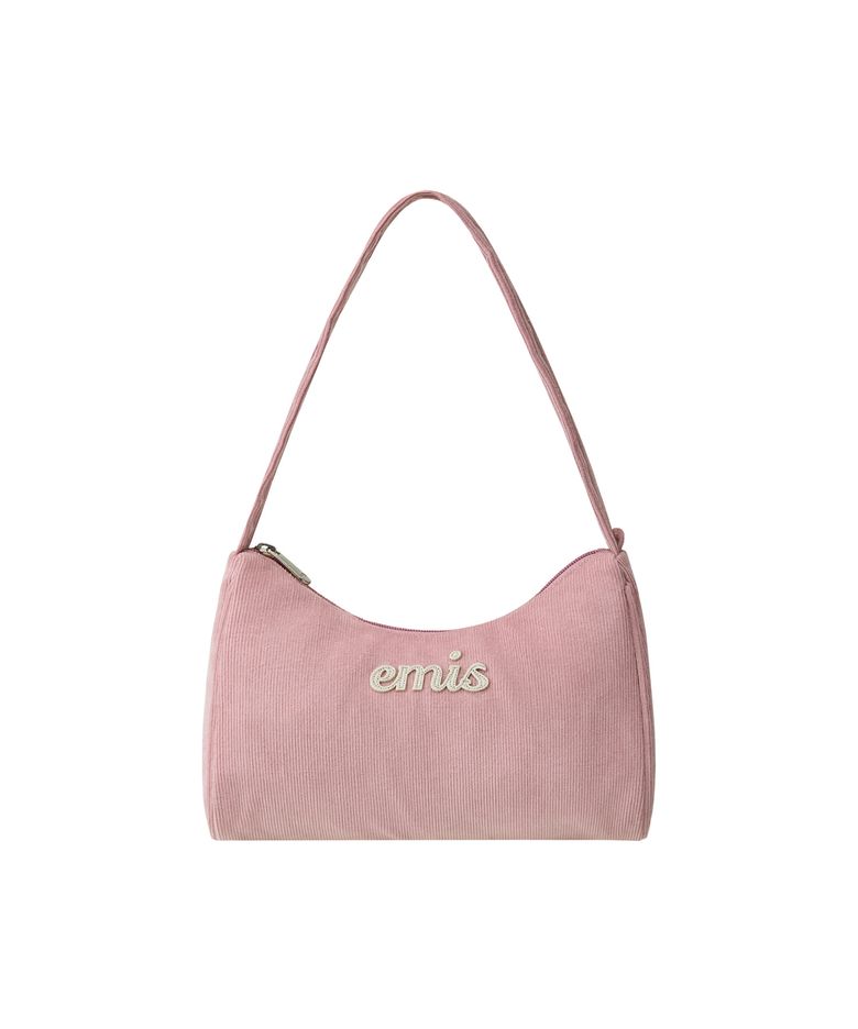 CORDUROY APPLIQUE HOBO BAG-PINK