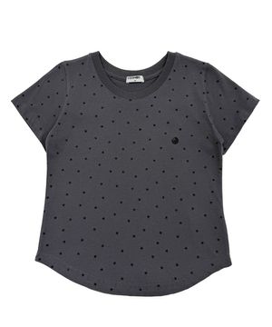 스타 별 로고 세미 크롭 티셔츠_다크그레이