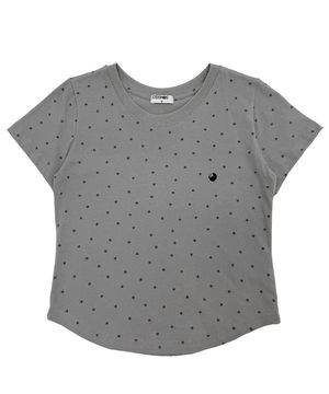 스타 별 로고 세미 크롭 티셔츠_ 그레이