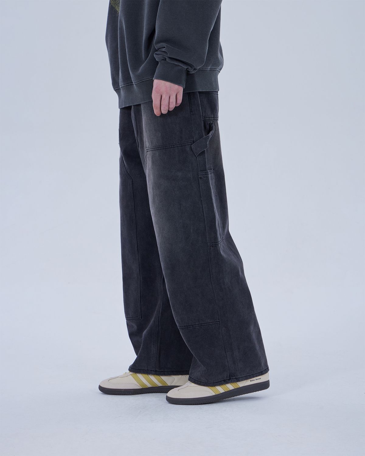 디스펑트(DYSFUNCT) DOUBLE KNEE WASHING DENIM PANTS (BLACK)