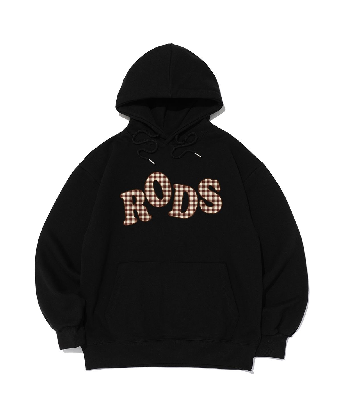로아드로아(ROIDESROIS) RODS 빅 로고 체크 후드티 (블랙)