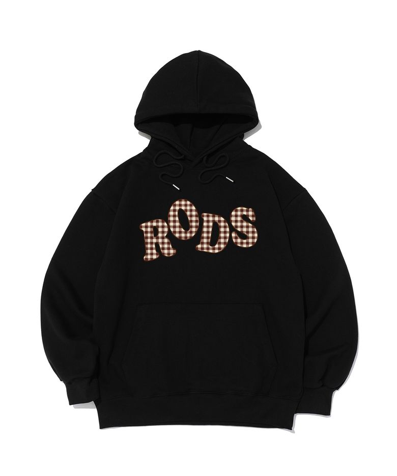 [기모/NO기모] RODS 빅 로고 체크 후드티 (블랙)