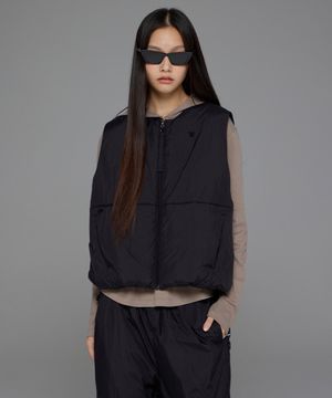 여성) 미니멀 심리스 숏 패딩 베스트