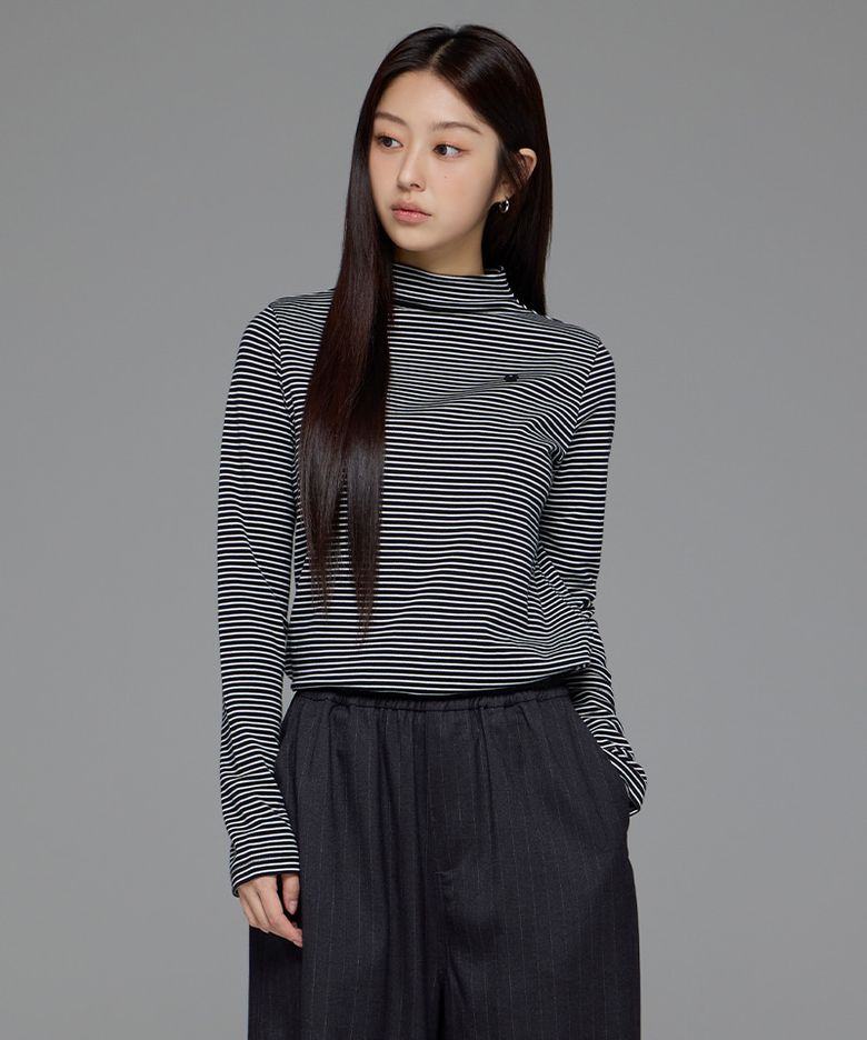 여성) 베이직 모크넥 긴팔 티셔츠