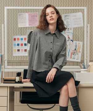 깅엄 체크 셔츠 / 블랙