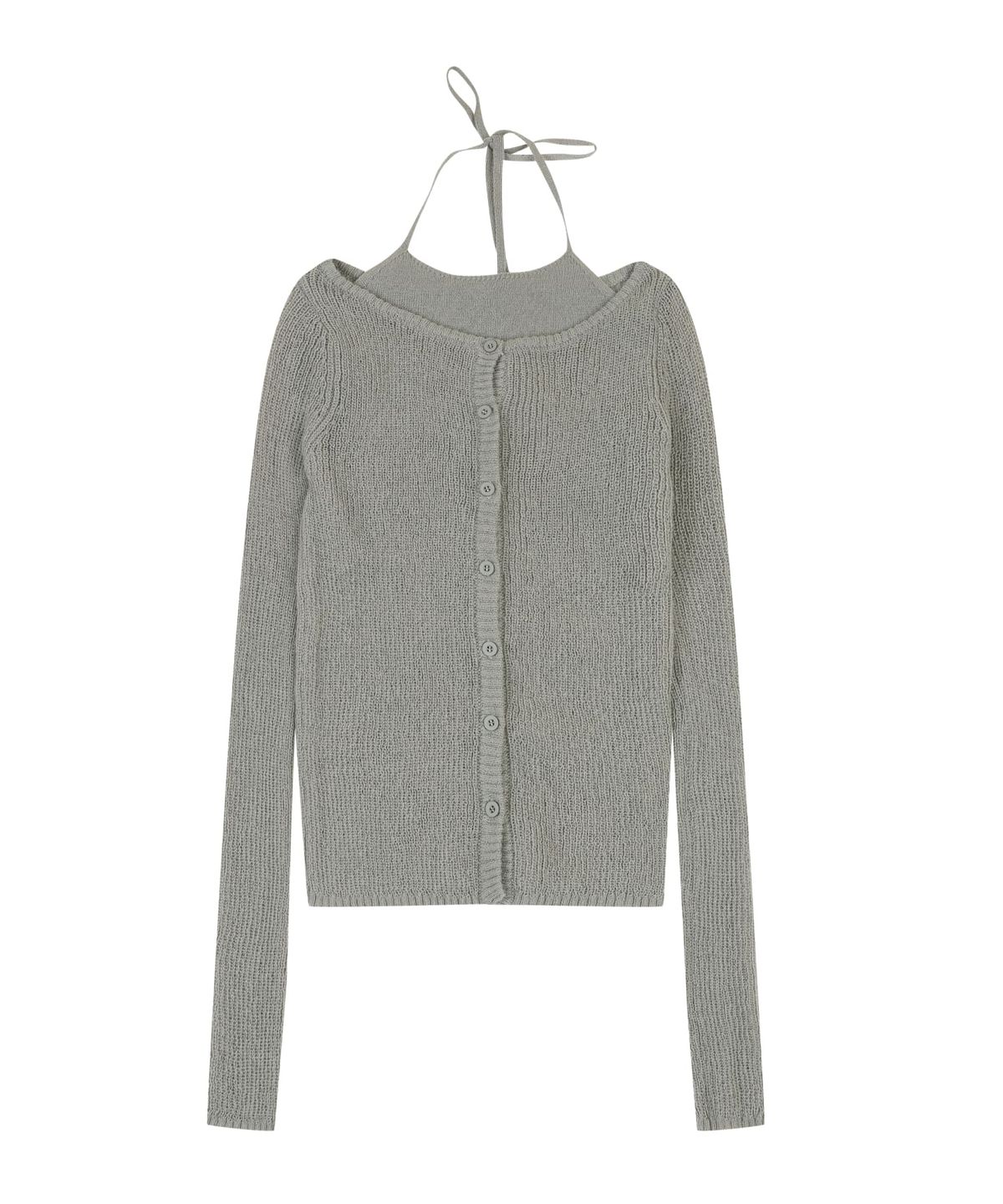 오디너리 홀리데이(ORDINARY HOLIDAY) LAYERED HALTER KNIT SET [GRAY]