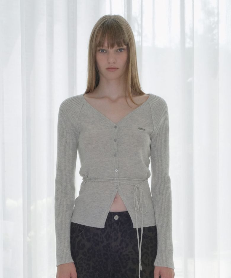 ANGORA V-NECK SLIM CARDIGAN [MELANGE]