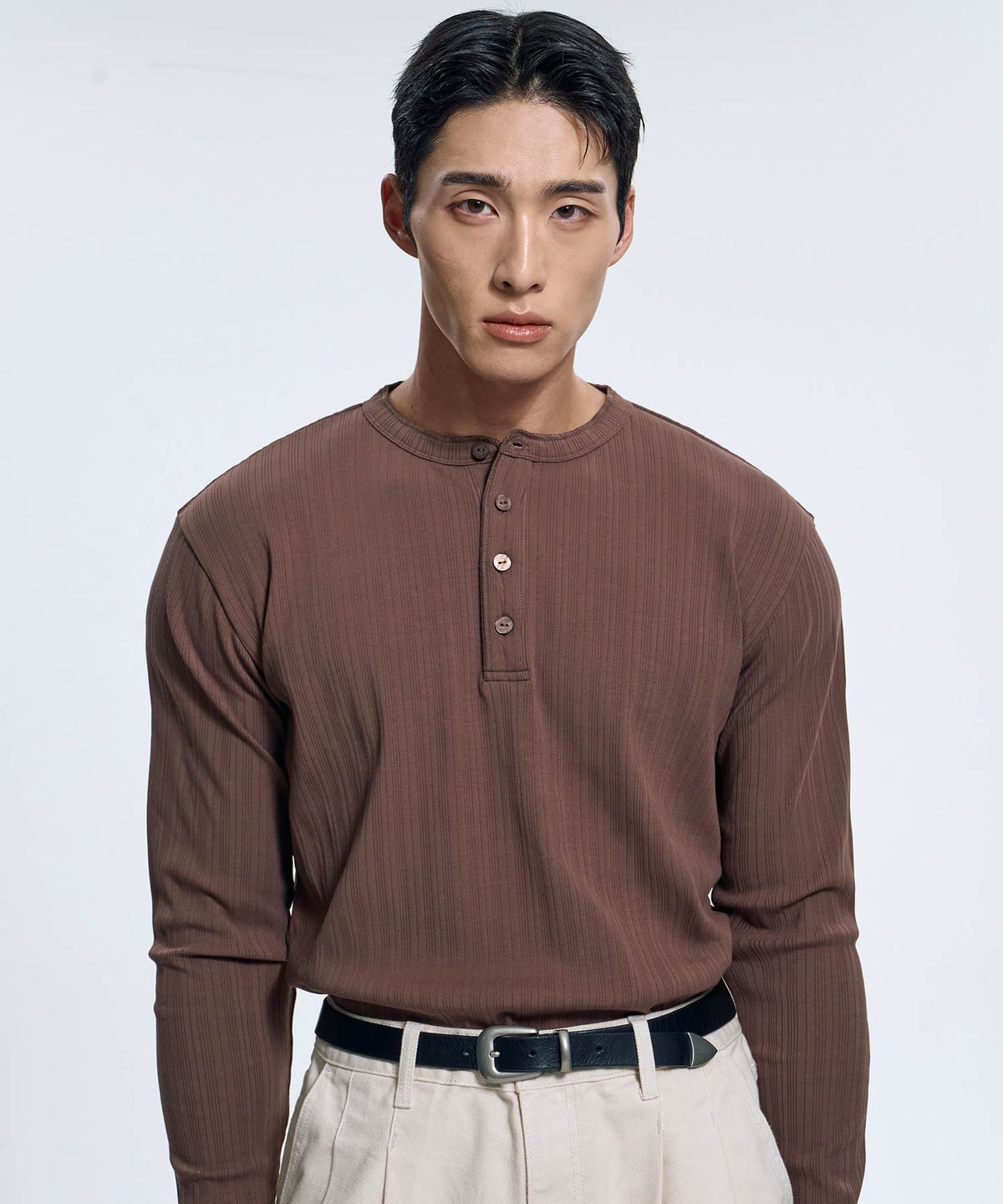 토런스(TOLANCE) 헨리넥 머슬핏 골지 롱슬리브 3Color