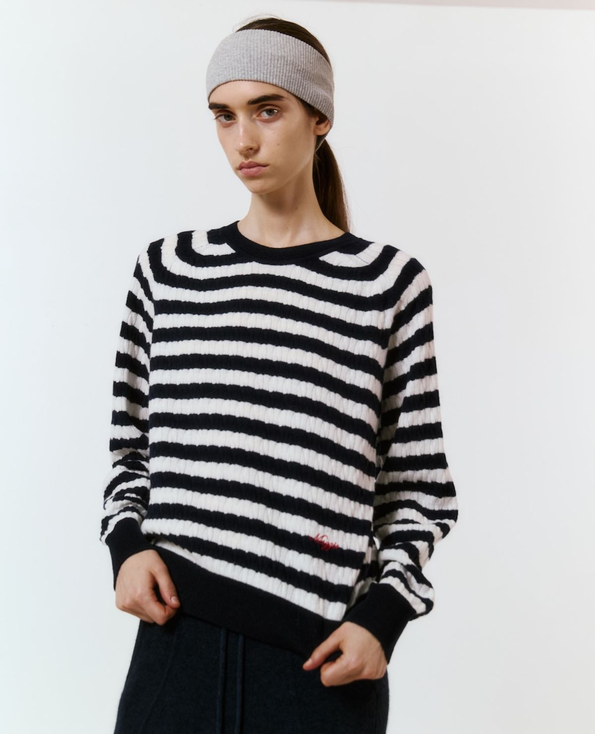 매기(MAGGIE) Classic Cable Knit (Stripe)