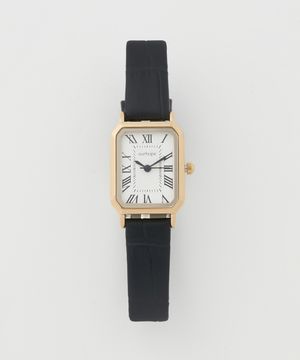 스퀘어 골드 클래식 레더 와치 - 블랙