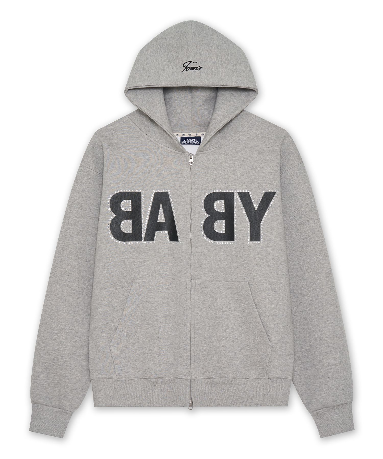 MUSINSA | TOM'S BIRTHDAY Baby Logo Cubic Hoodie Zipup Grey