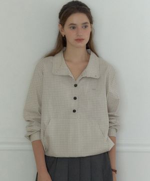 버튼다운 포켓 셔츠 - 브라운 체크