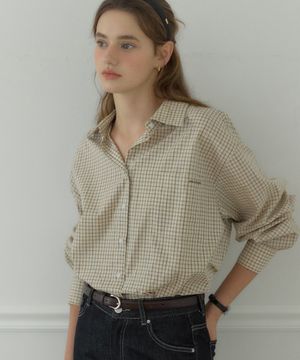 로라 체크 셔츠 - 베이지