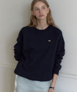 컷라인 래글런 스웨트셔츠 - 네이비
