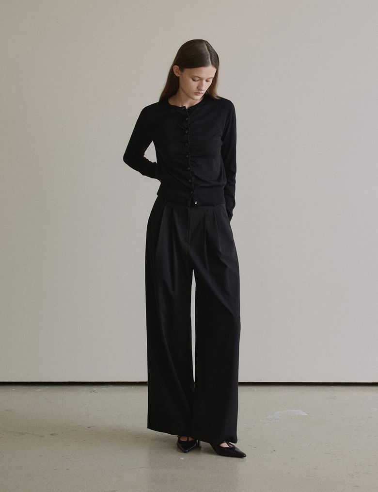 Tailored Two Tuck Wide Pants (Black)