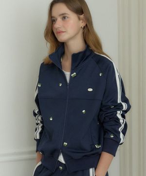 마가렛 엠브로더리 트랙 재킷 - 네이비