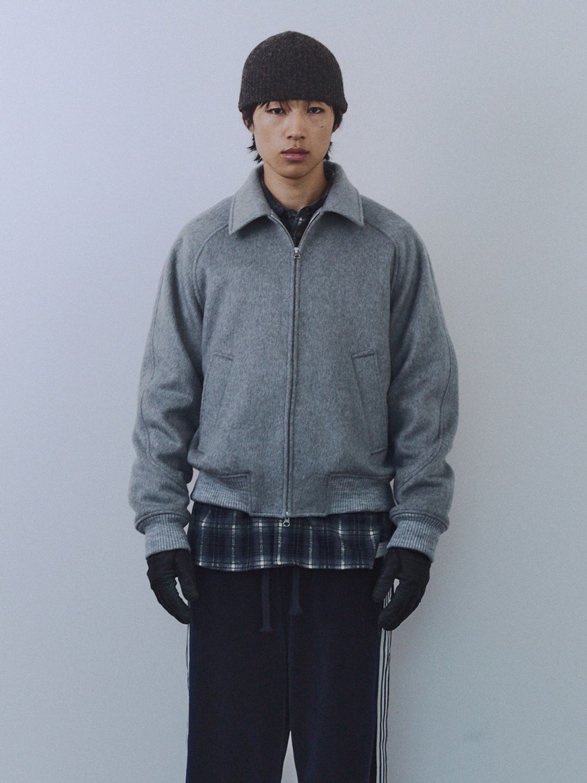 기준 맨(KIJUN MEN) Hairy Wool Blouson Melange Grey
