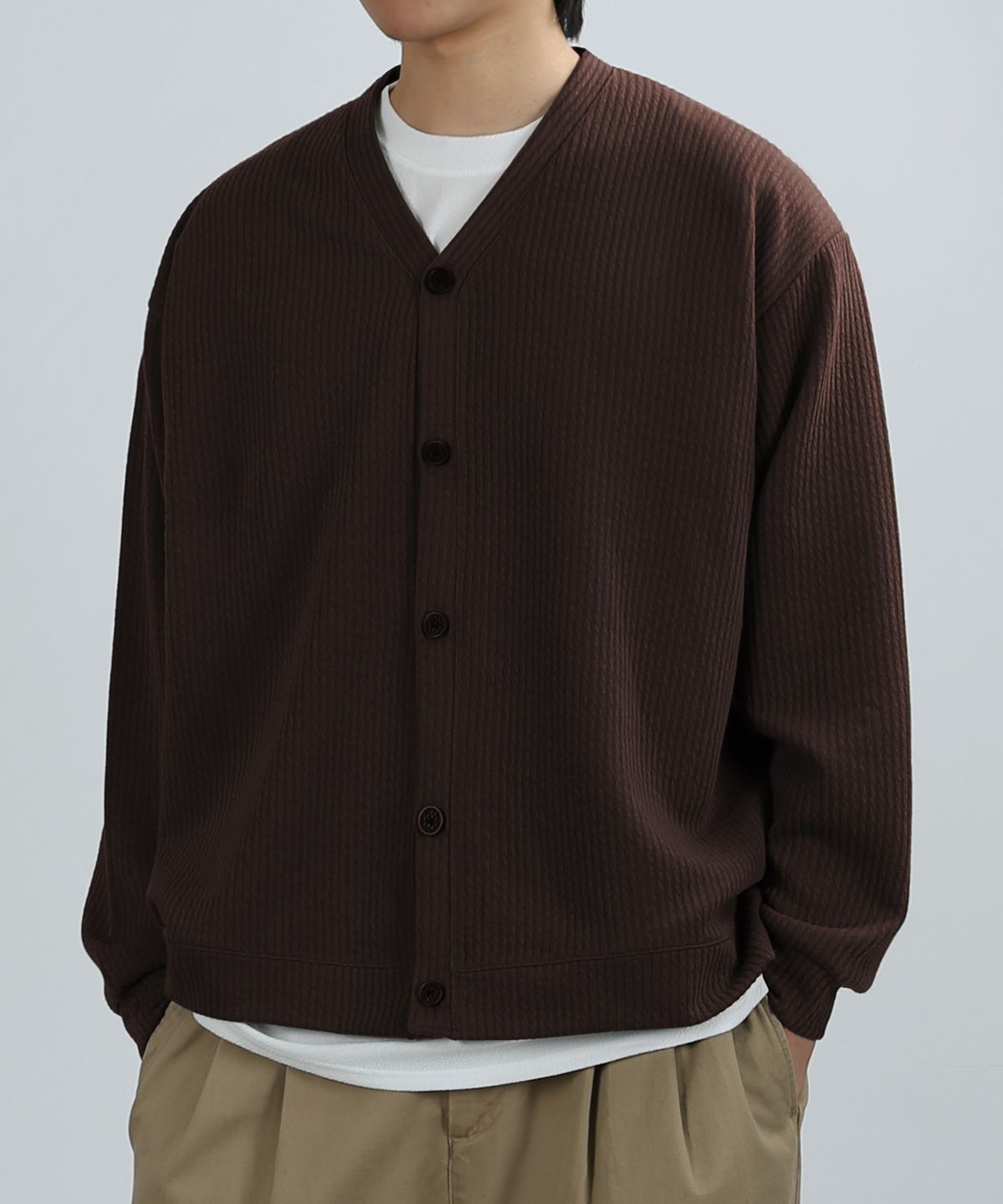베리베인(VERYVAIN) BREATHABLE V-NECK CARDIGAN (BROWN)