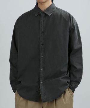 SOLID COTTON OVER SHIRT (CHARCOAL)
