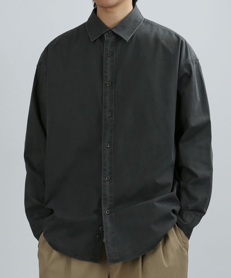 SOLID COTTON OVER SHIRT (CHARCOAL)