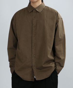 SOLID COTTON OVER SHIRT (BROWN)