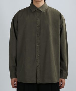 SOLID COTTON OVER SHIRT (DEEP KHAKI)