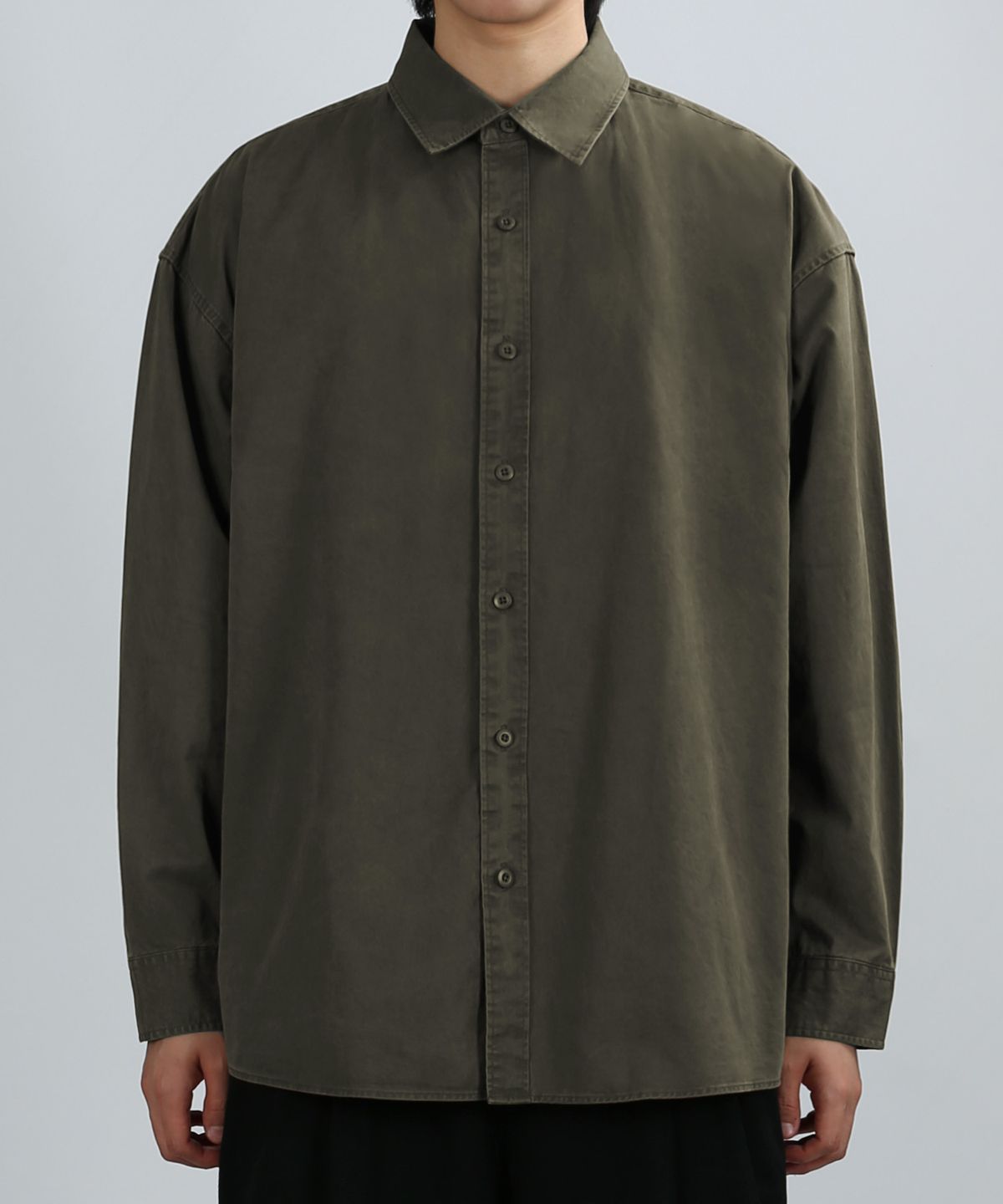베리베인(VERYVAIN) SOLID COTTON OVER SHIRT (DEEP KHAKI)