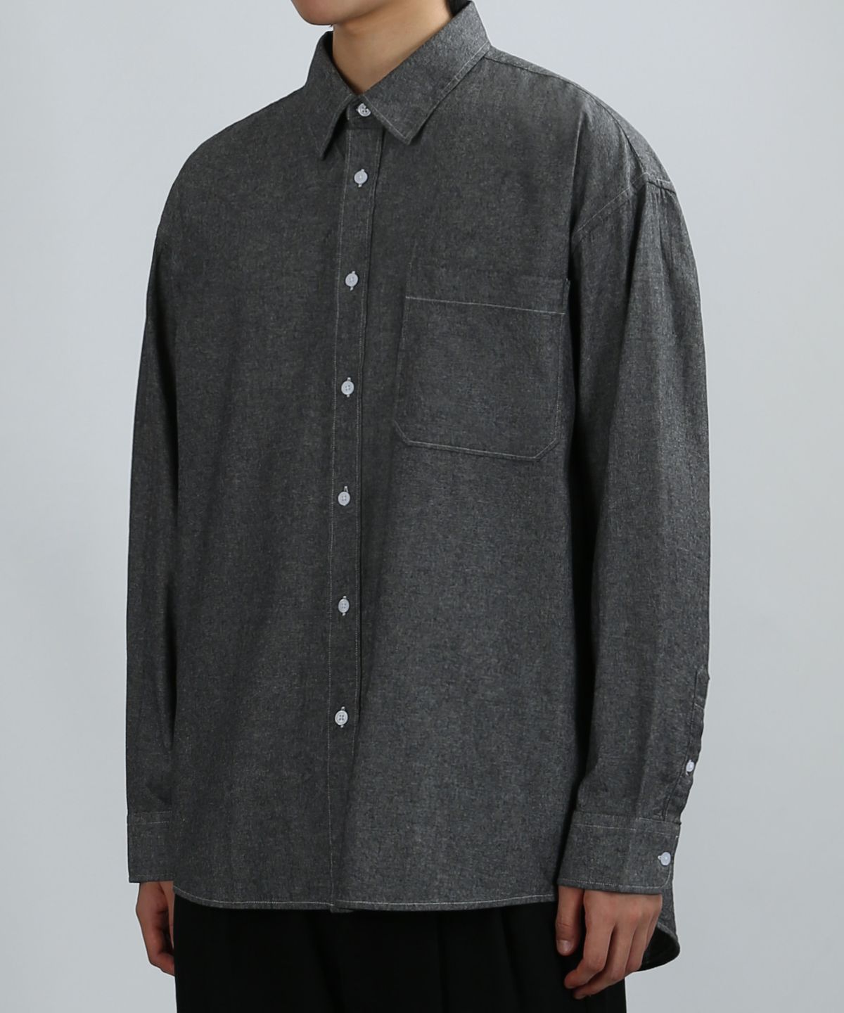베리베인(VERYVAIN) CHAMBRAY OVER SHIRT (BLACK)