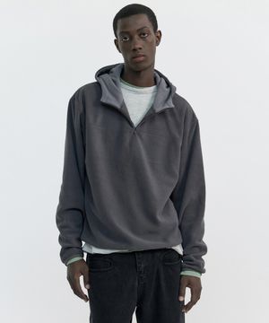 FLEECE SCUBA HOODIE TOP - WARM GREY