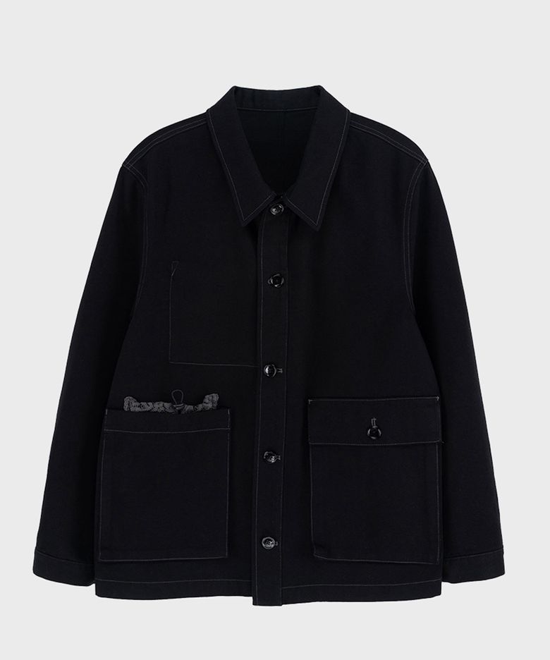 BLACK LACE POINTED FRENCH WORK JACKET