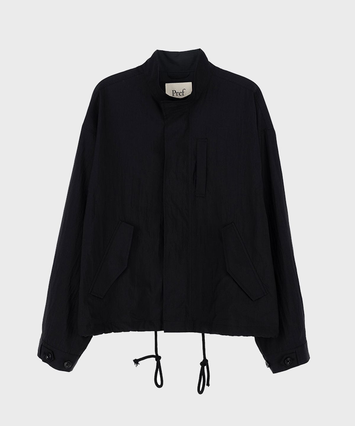 프레프(PREF) BLACK NYLON SHORT MODS JACKET