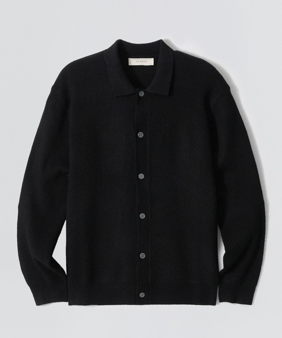이지오(EZIO) Modern Rib Collar Cardigan_Black