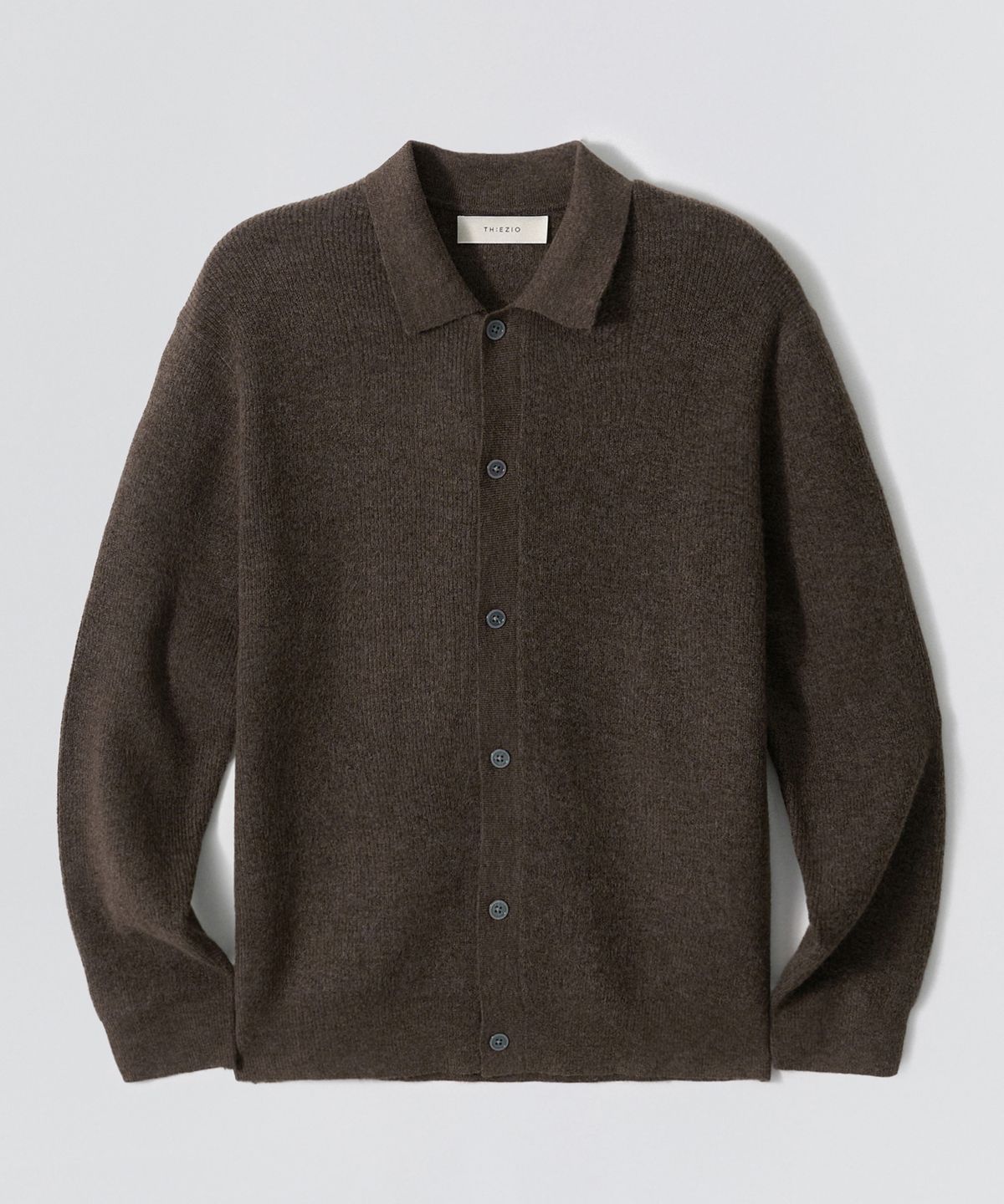 이지오(EZIO) Modern Rib Collar Cardigan_Brown