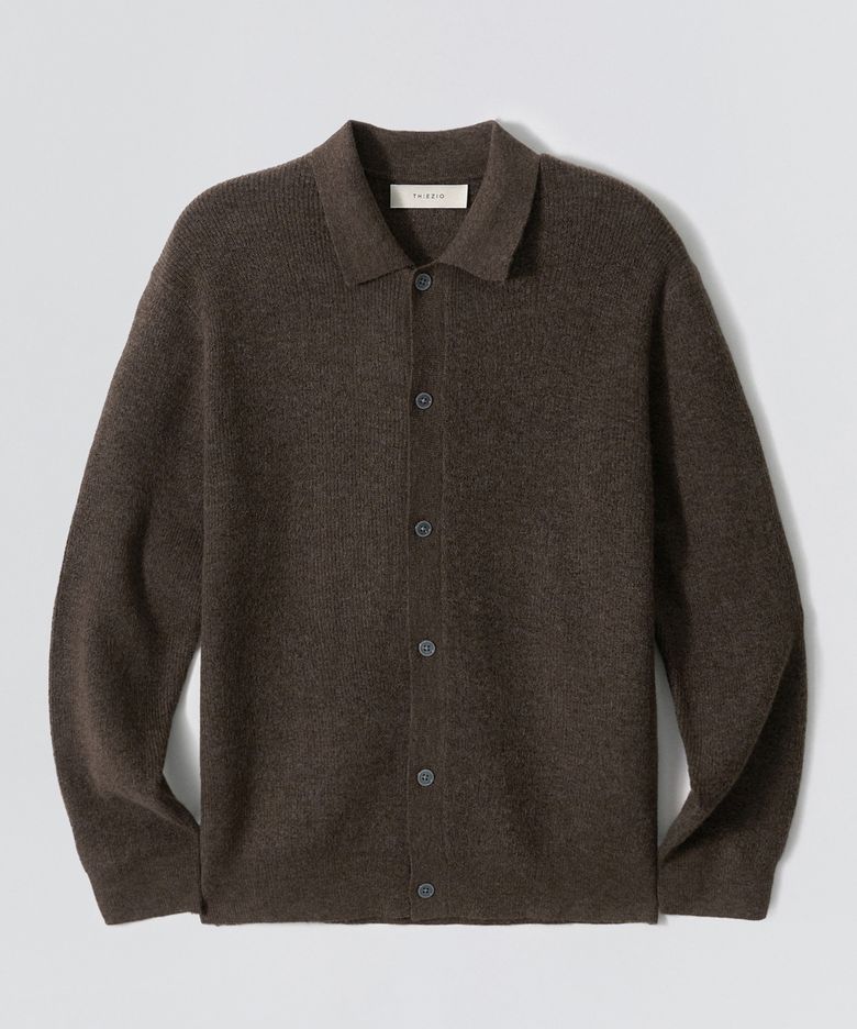 Modern Rib Collar Cardigan_Brown