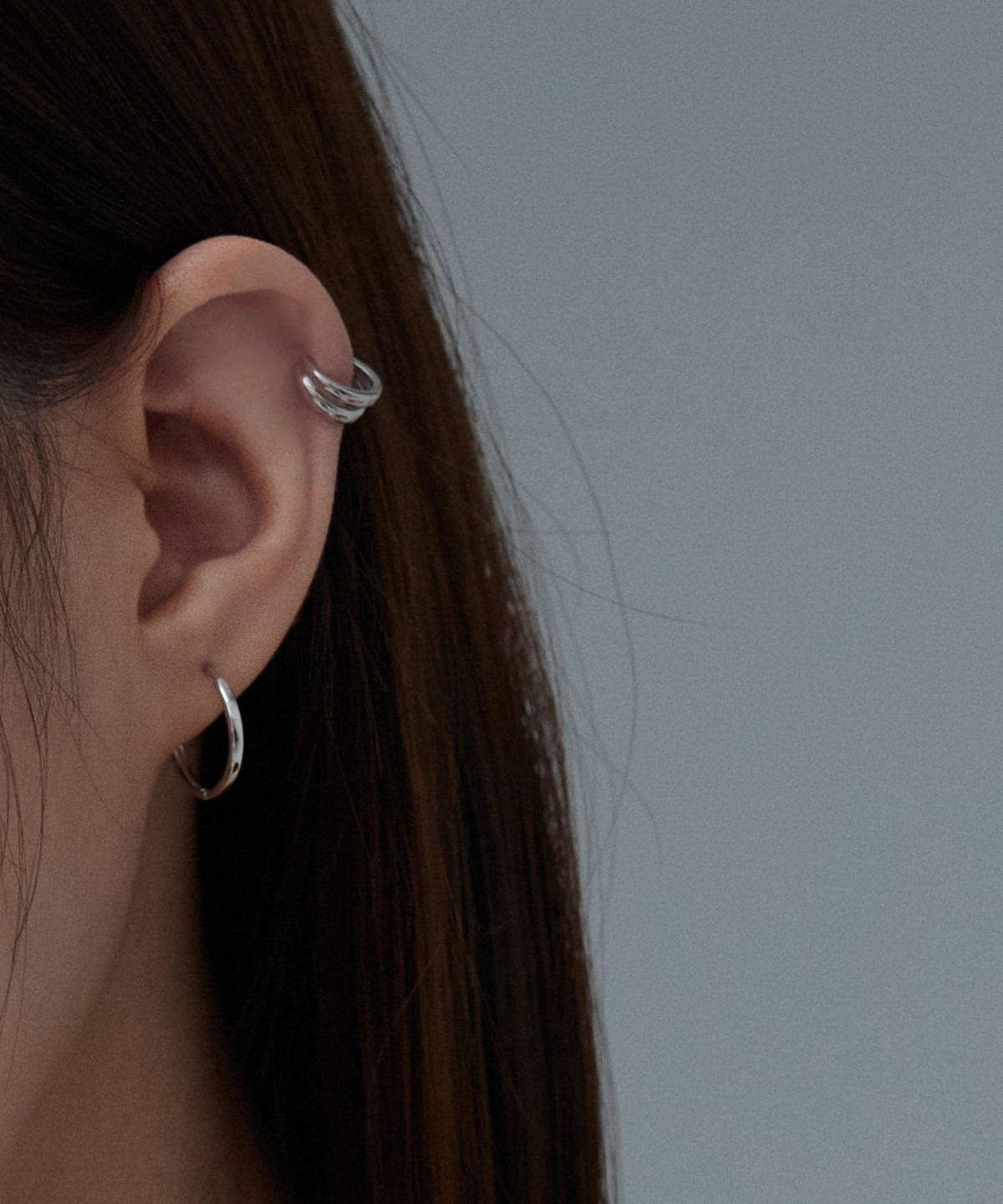 바라두(BARADU) 925 Double bold hoop earrings