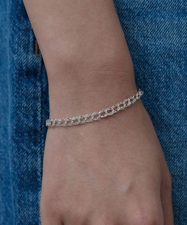 925 Flat double chain bracelet