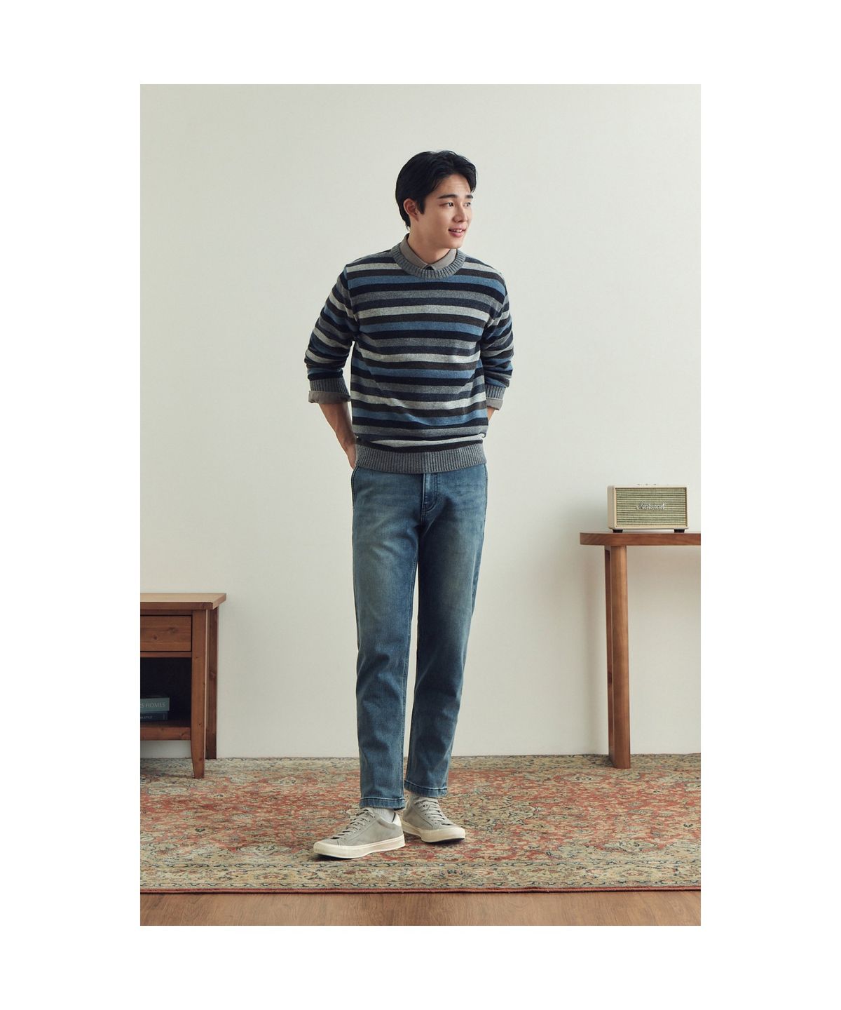 브렌우드(BRENTWOOD) 릴렉스핏 기모 블루 데님 BRPDW25443BUX