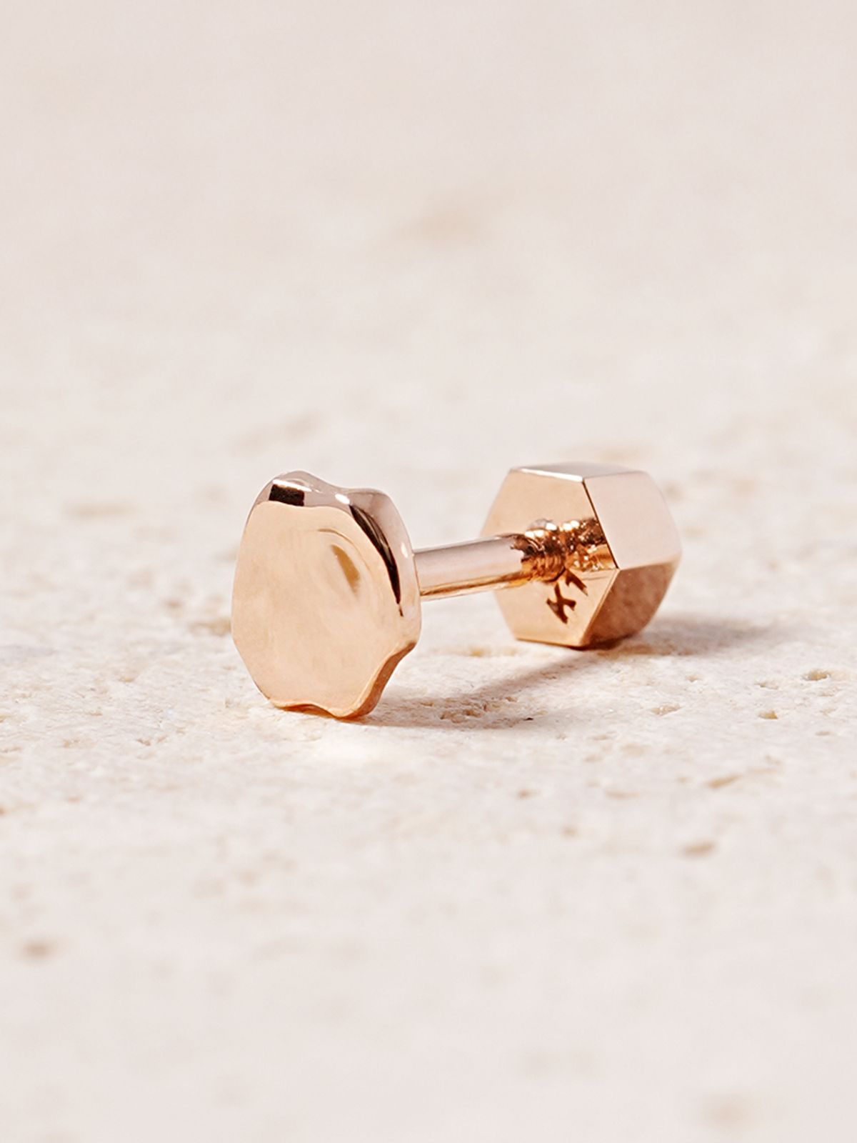 미니멀피어싱(MINIMALPIERCING) 14K 18K 러프 디스크 피어싱 귀걸이